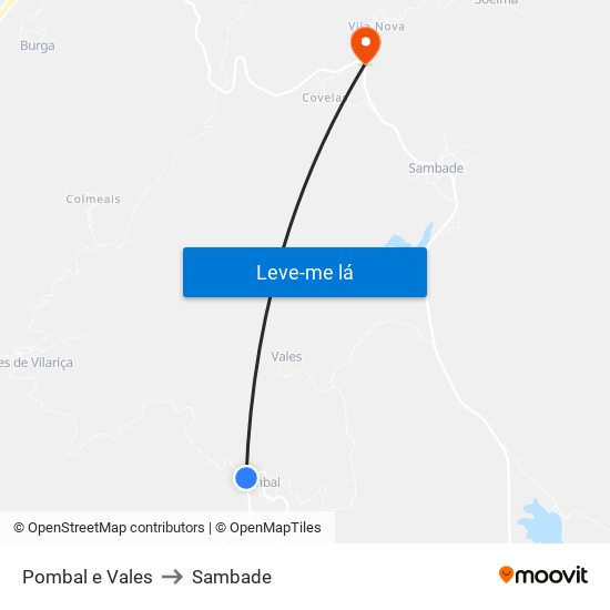 Pombal e Vales to Sambade map