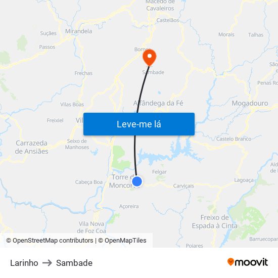 Larinho to Sambade map
