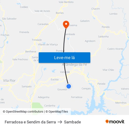 Ferradosa e Sendim da Serra to Sambade map