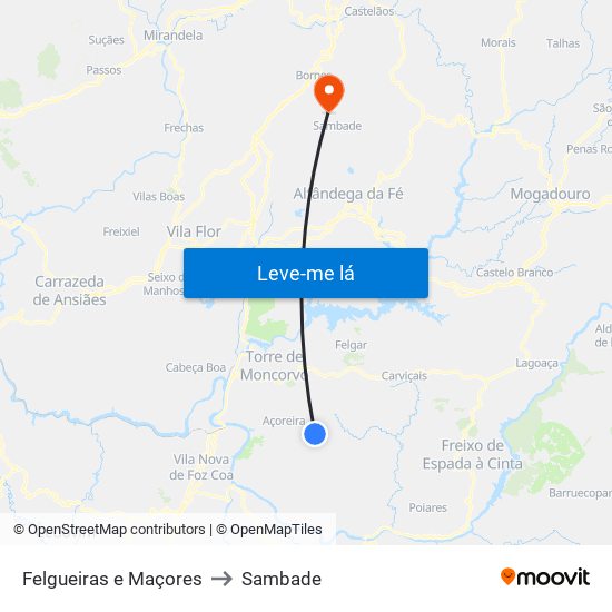 Felgueiras e Maçores to Sambade map