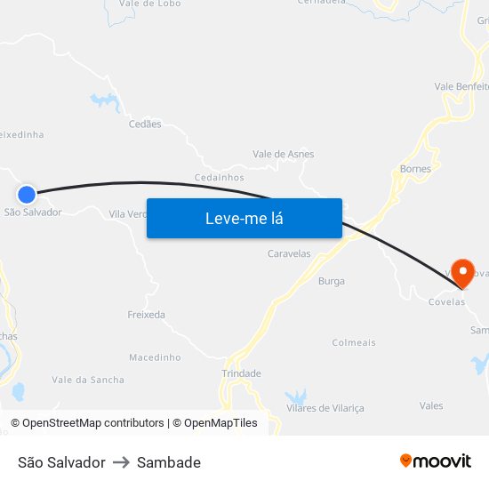 São Salvador to Sambade map