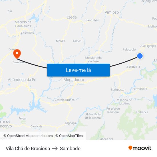 Vila Chã de Braciosa to Sambade map