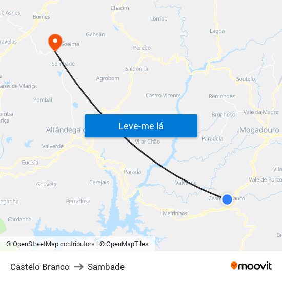 Castelo Branco to Sambade map