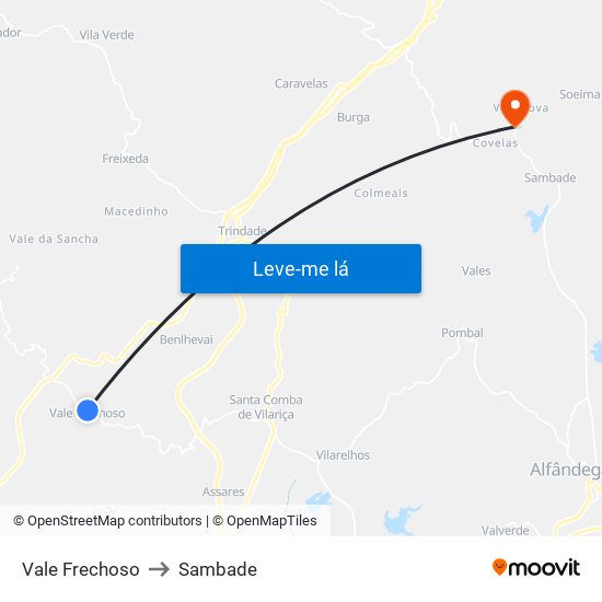 Vale Frechoso to Sambade map