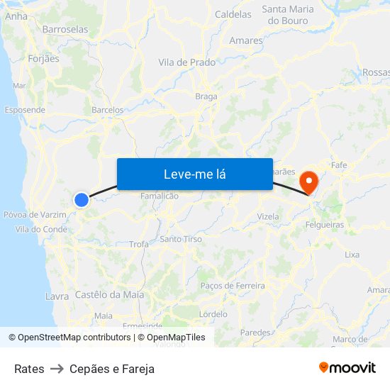 Rates to Cepães e Fareja map