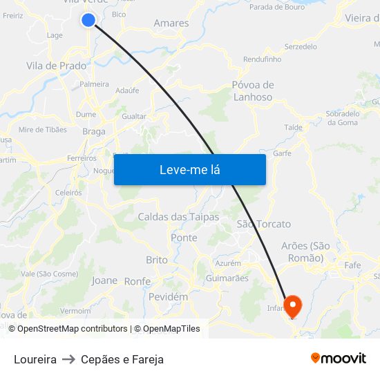 Loureira to Cepães e Fareja map