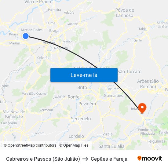 Cabreiros e Passos (São Julião) to Cepães e Fareja map