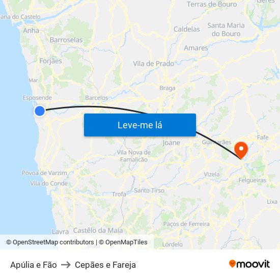 Apúlia e Fão to Cepães e Fareja map