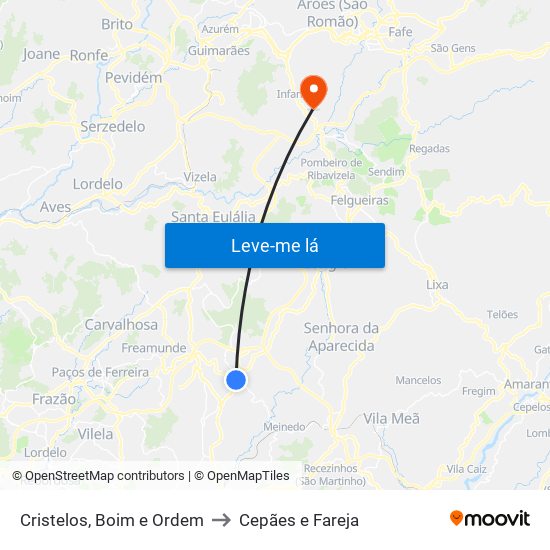 Cristelos, Boim e Ordem to Cepães e Fareja map