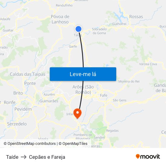 Taíde to Cepães e Fareja map