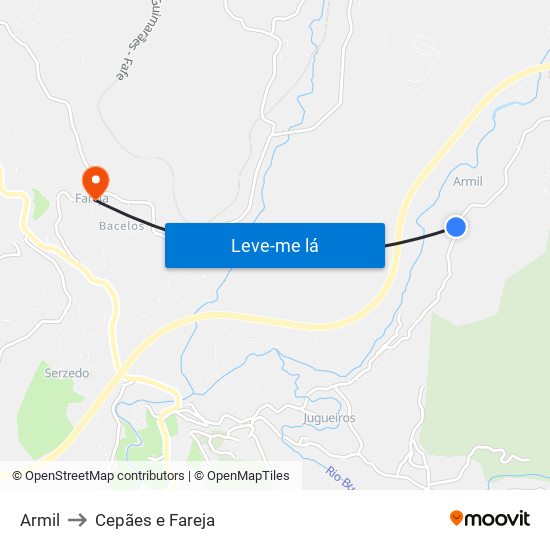 Armil to Cepães e Fareja map