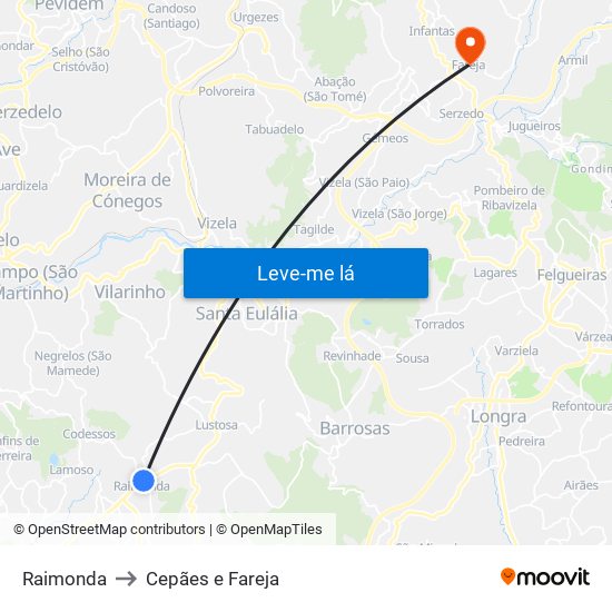 Raimonda to Cepães e Fareja map