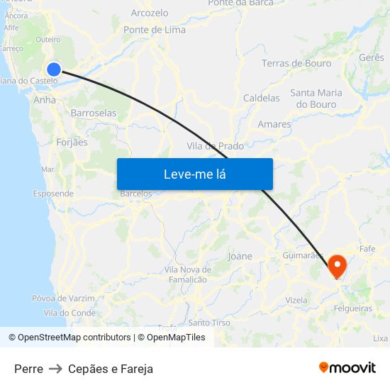 Perre to Cepães e Fareja map