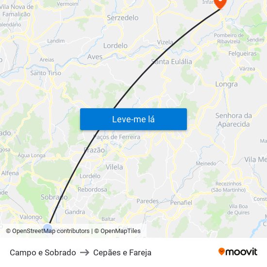 Campo e Sobrado to Cepães e Fareja map