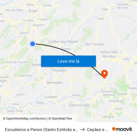 Escudeiros e Penso (Santo Estêvão e São Vicente) to Cepães e Fareja map