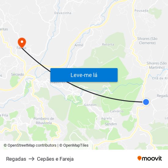 Regadas to Cepães e Fareja map