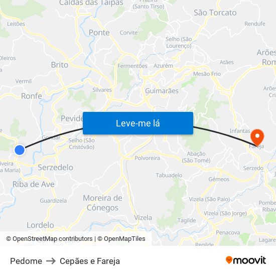 Pedome to Cepães e Fareja map