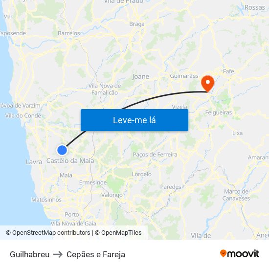 Guilhabreu to Cepães e Fareja map