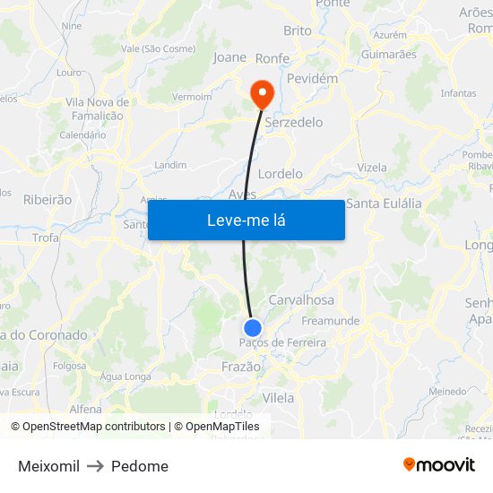 Meixomil to Pedome map