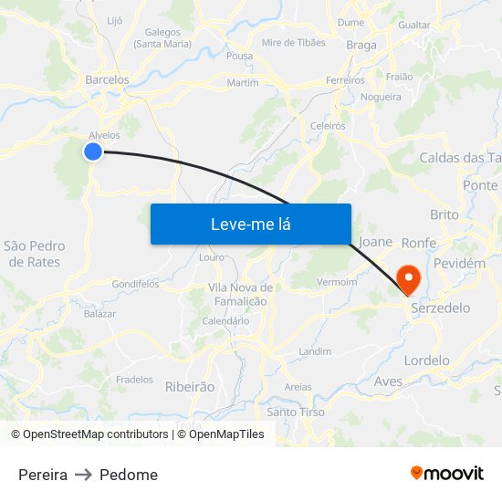 Pereira to Pedome map