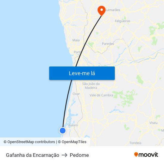 Gafanha da Encarnação to Pedome map