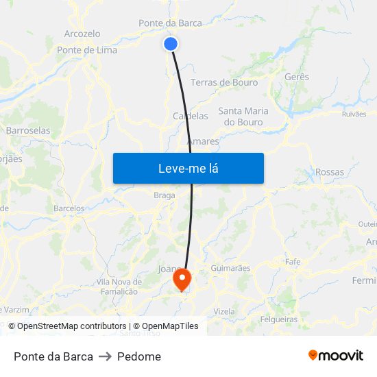 Ponte da Barca to Pedome map