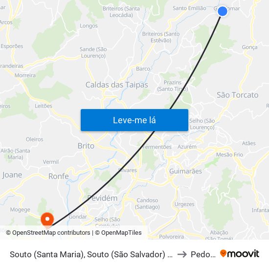 Souto (Santa Maria), Souto (São Salvador) e Gondomar to Pedome map