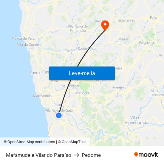 Mafamude e Vilar do Paraíso to Pedome map