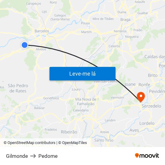 Gilmonde to Pedome map