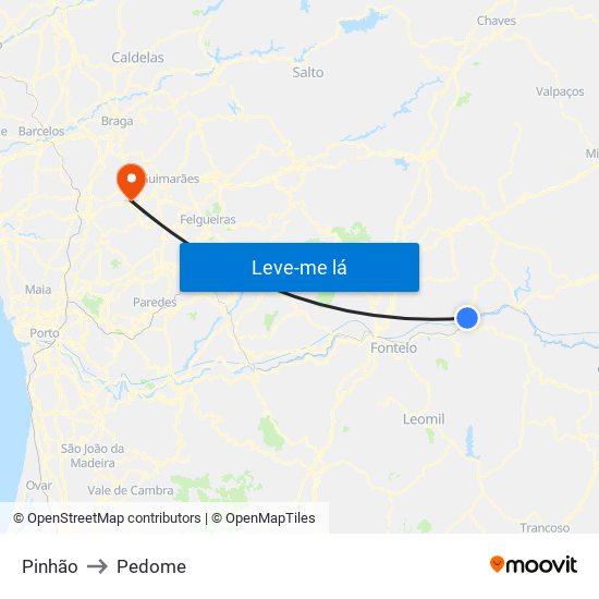 Pinhão to Pedome map