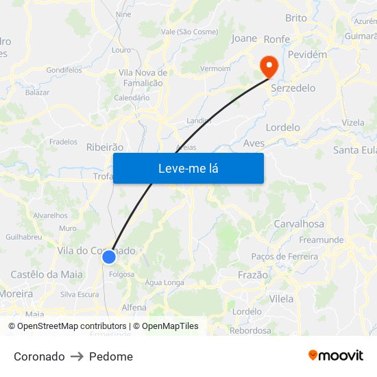 Coronado to Pedome map