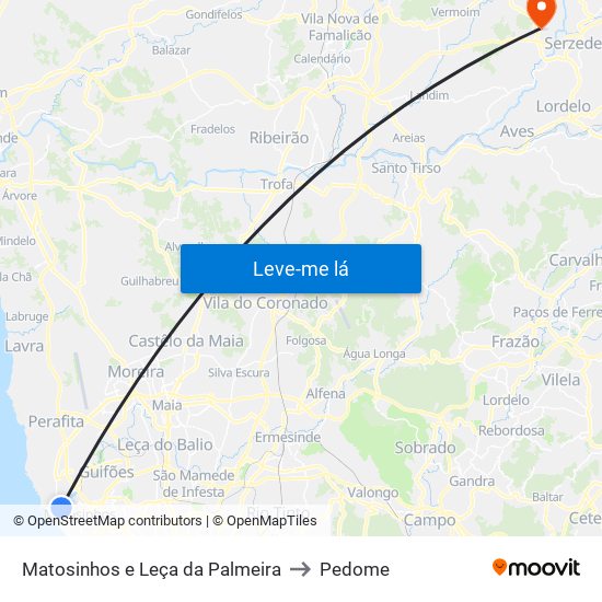 Matosinhos e Leça da Palmeira to Pedome map