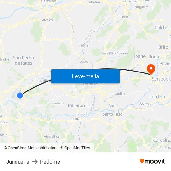 Junqueira to Pedome map