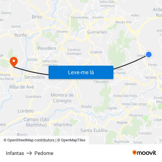 Infantas to Pedome map