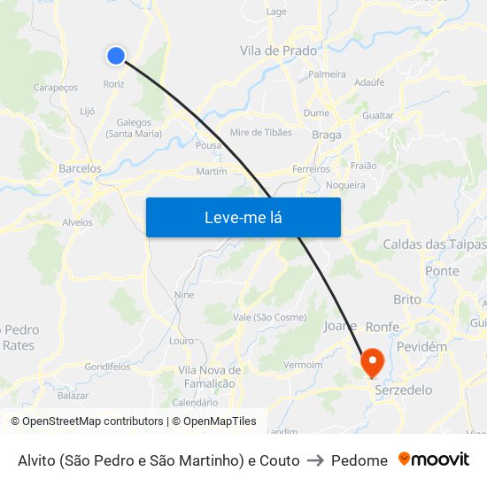 Alvito (São Pedro e São Martinho) e Couto to Pedome map