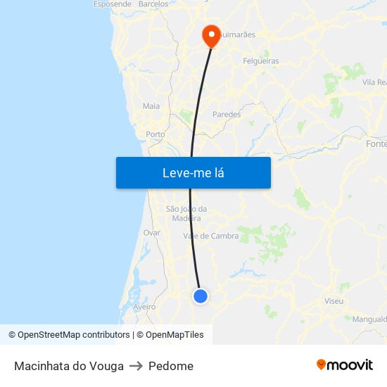 Macinhata do Vouga to Pedome map