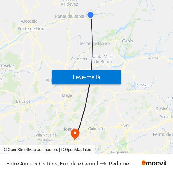 Entre Ambos-Os-Rios, Ermida e Germil to Pedome map