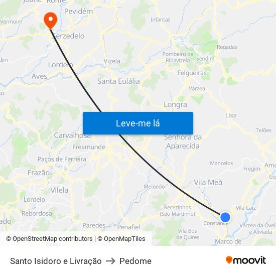 Santo Isidoro e Livração to Pedome map