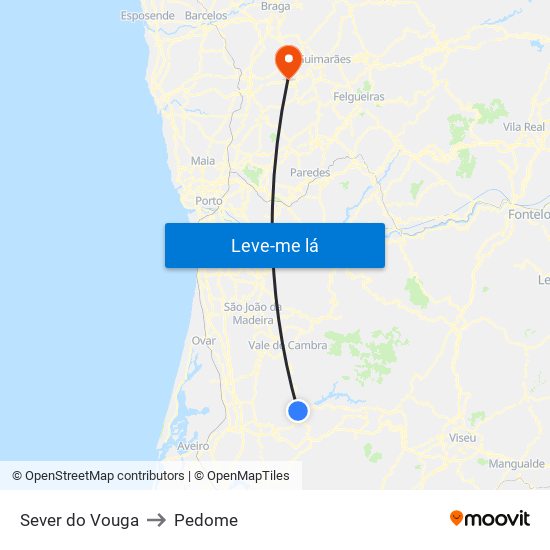 Sever do Vouga to Pedome map