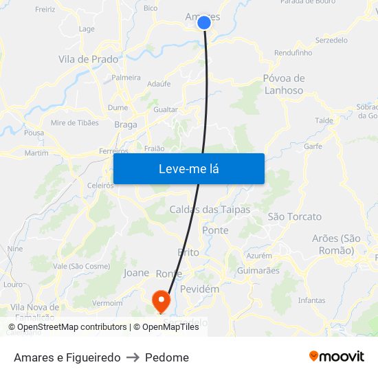 Amares e Figueiredo to Pedome map