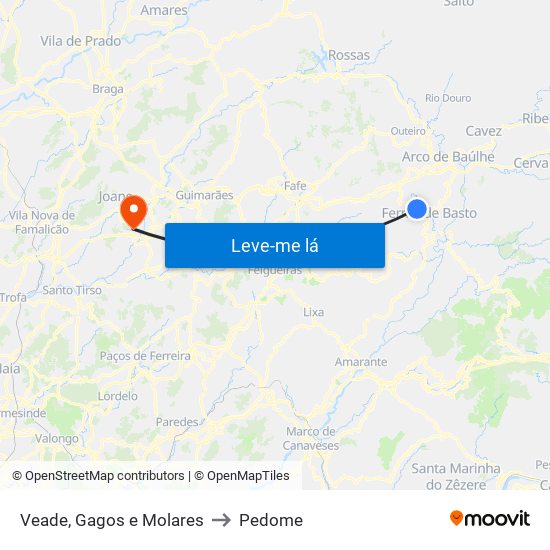 Veade, Gagos e Molares to Pedome map