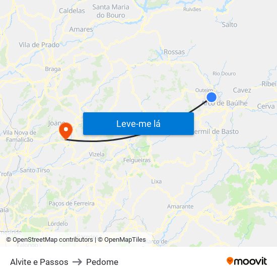 Alvite e Passos to Pedome map