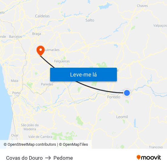 Covas do Douro to Pedome map