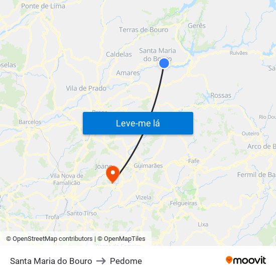 Santa Maria do Bouro to Pedome map