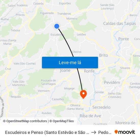 Escudeiros e Penso (Santo Estêvão e São Vicente) to Pedome map