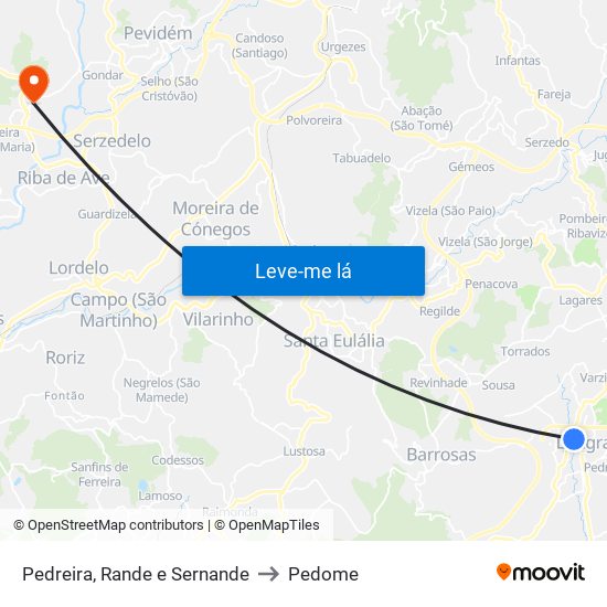 Pedreira, Rande e Sernande to Pedome map