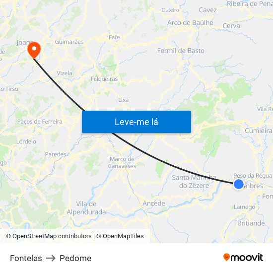 Fontelas to Pedome map