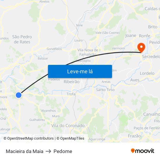 Macieira da Maia to Pedome map