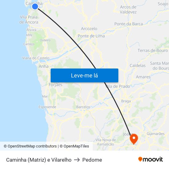 Caminha (Matriz) e Vilarelho to Pedome map