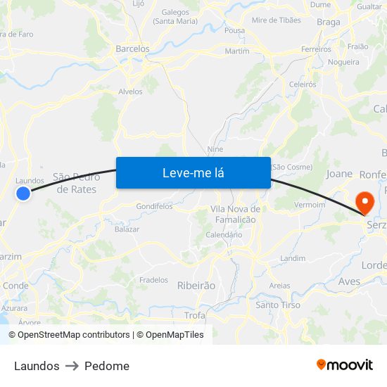 Laundos to Pedome map